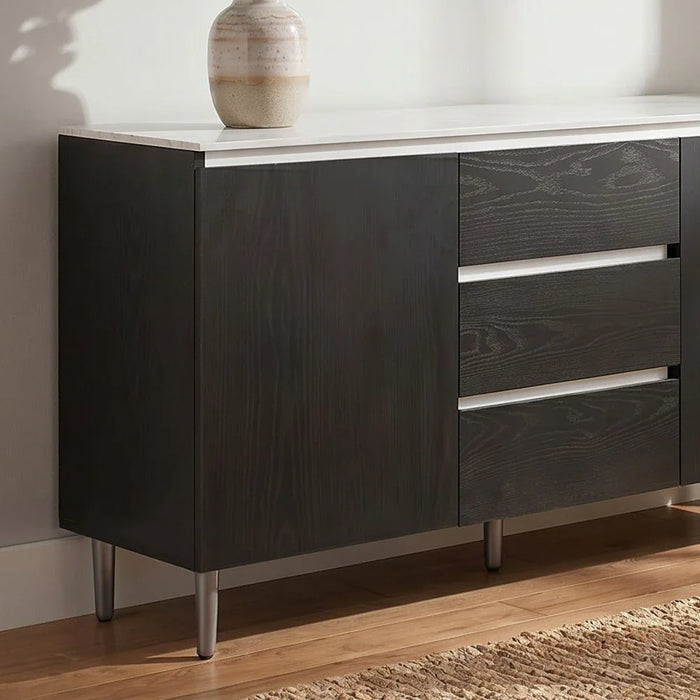 Richfield Stone TopæBuffet Cabinetæ With 3Drawers & 2Doors - Beige/Black