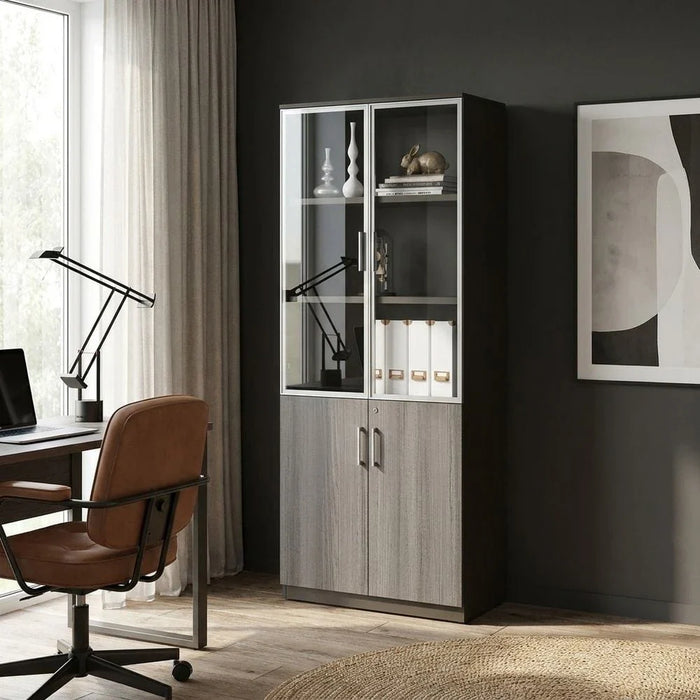 Hammel 4-Door Book Case-Dark Teakwood-With 2-Year Warranty