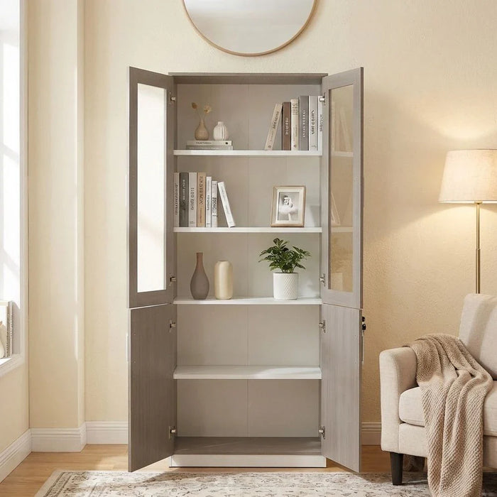 Herstal 4-Door Book Case-Oak/White-With 5-Year Warranty