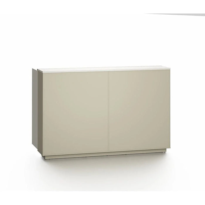 Eupen Credenza with Lockable Doors and Open Shelves - White/Beige - With 2-Year Warranty