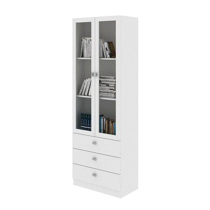 NewæKinseyæDisplay cabinet with 2 Glass doors & 3 Drawers- White