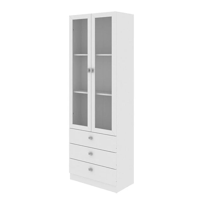 NewæKinseyæDisplay cabinet with 2 Glass doors & 3 Drawers- White