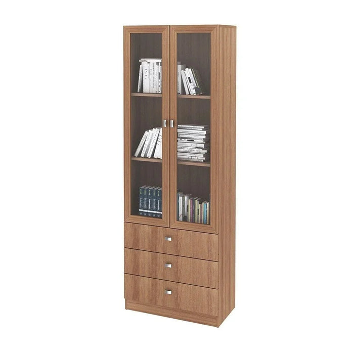 NewæKinseyæDisplay cabinet with 2 Glass doors & 3 Drawers- Brown
