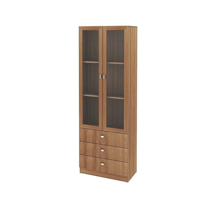 NewæKinseyæDisplay cabinet with 2 Glass doors & 3 Drawers- Brown
