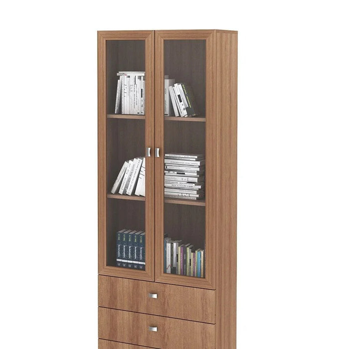 NewæKinseyæDisplay cabinet with 2 Glass doors & 3 Drawers- Brown