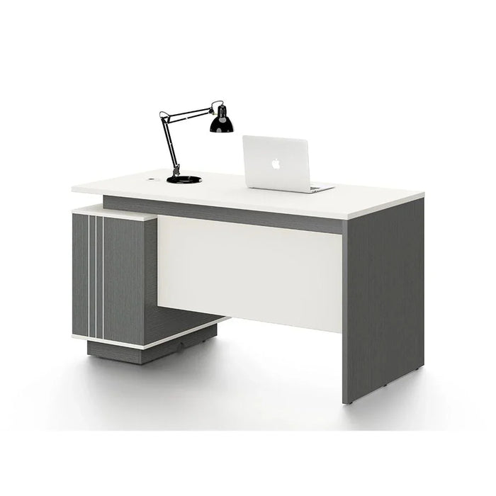 Skive Office Desk with Drawer & Storage-Grey-With 5-Year Warranty