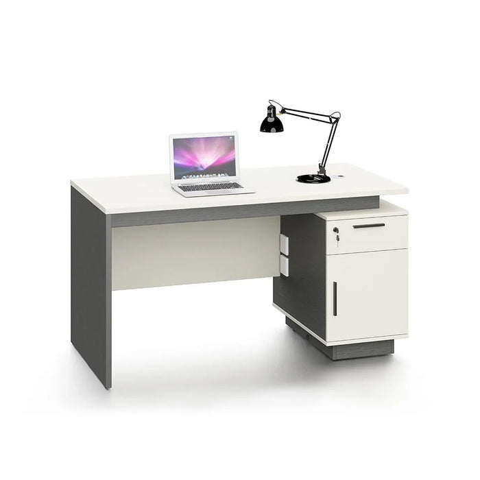 Skive Office Desk with Drawer & Storage-Grey-With 5-Year Warranty