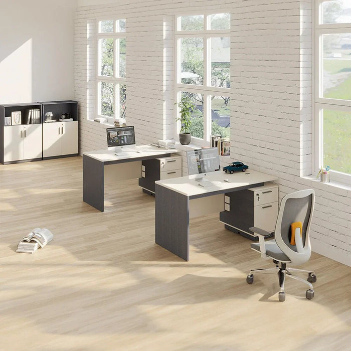 Skive Office Desk with Drawer & Storage-Grey-With 5-Year Warranty