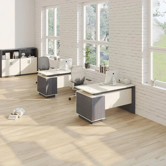Skive Office Desk with Drawer & Storage-Grey-With 5-Year Warranty