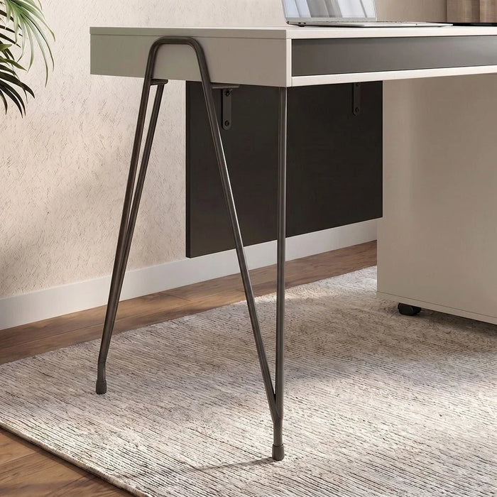 Haslev Office Desk-Iron Grey/White-With 5-Year Warranty
