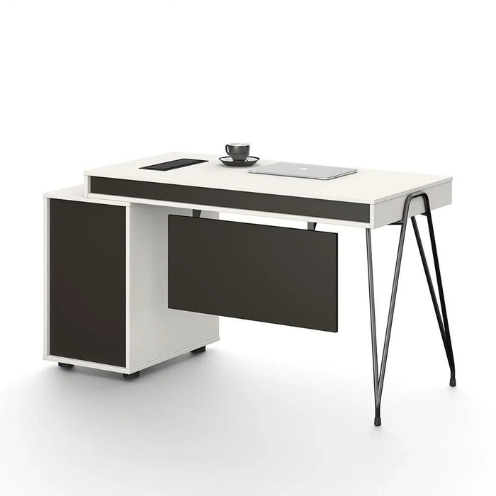 Haslev Office Desk-Iron Grey/White-With 5-Year Warranty