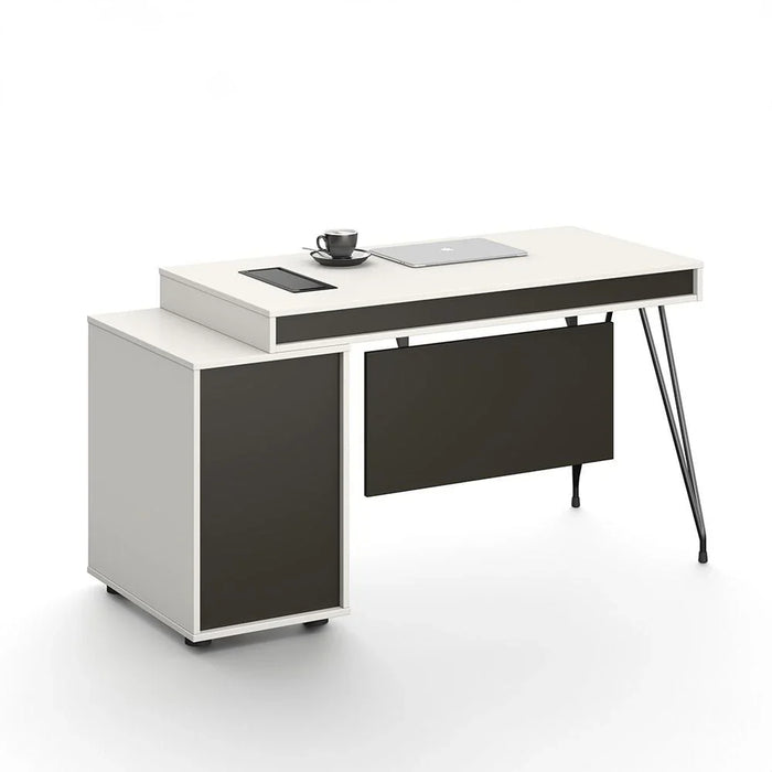 Haslev Office Desk-Iron Grey/White-With 5-Year Warranty