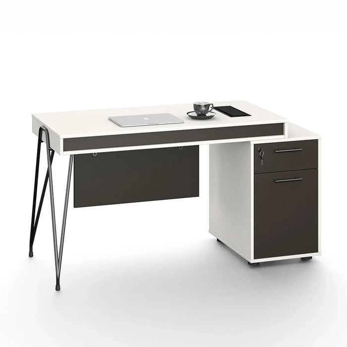 Haslev Office Desk-Iron Grey/White-With 5-Year Warranty