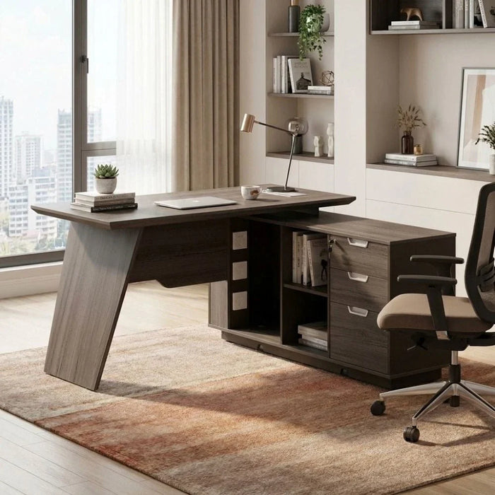 Hammel Executive Office Desk-Dark Teakwood-With 5-Year Warranty