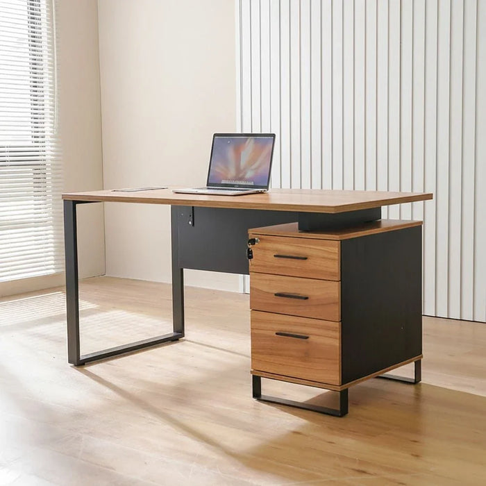 Blend Office Desk with 3 Drawers - Walnut - With 2-Year Warranty