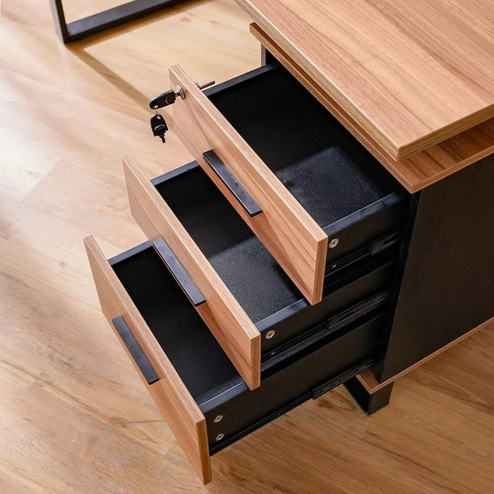 Blend Office Desk with 3 Drawers - Walnut - With 2-Year Warranty