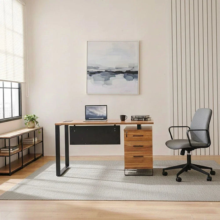 Blend Office Desk with 3 Drawers - Walnut - With 2-Year Warranty