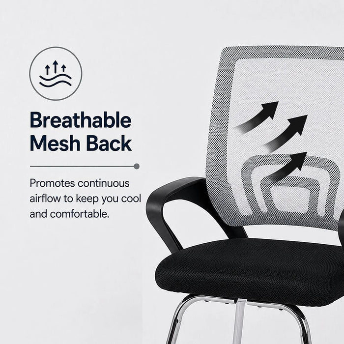 Herald Visitor Chair - Grey/Black - With 2-Year Warranty