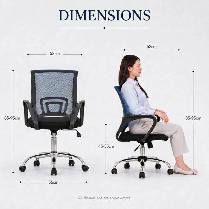 Herald Office Chair - Blue/Black - With 2-Year Warranty