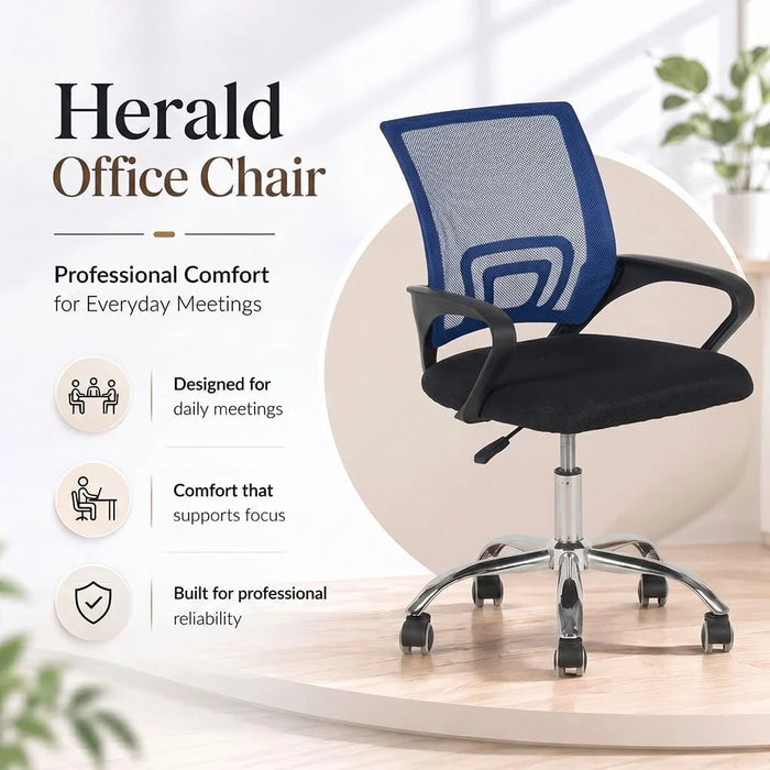 Herald Office Chair - Blue/Black - With 2-Year Warranty