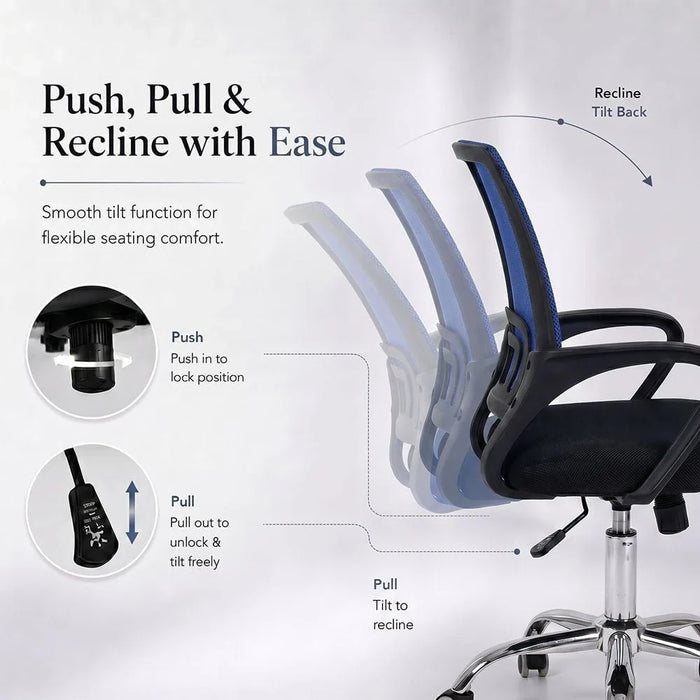Herald Office Chair - Blue/Black - With 2-Year Warranty