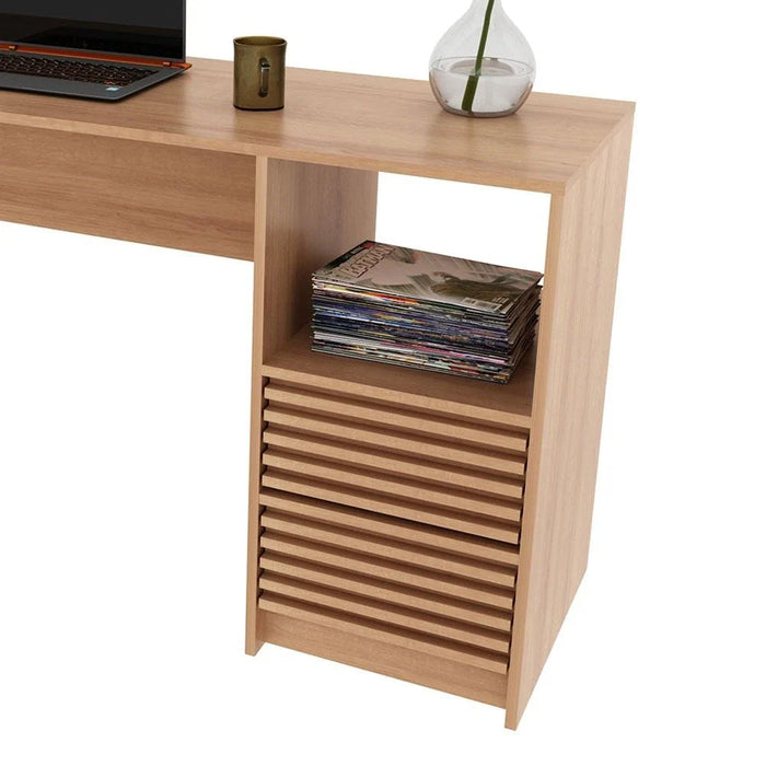 Easton Study Desk with 2 Drawers-Light Brown-With 2-Year Warranty