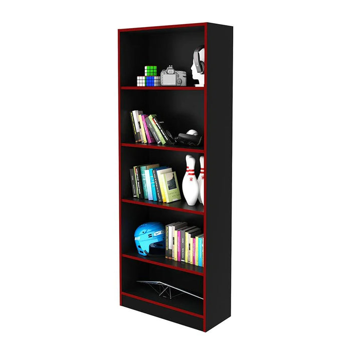 Atlaz Bookcase- Red/Black - With 2-Year Warranty