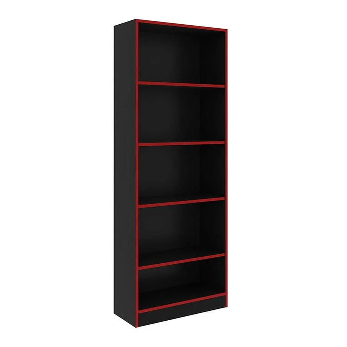 Atlaz Bookcase- Red/Black - With 2-Year Warranty
