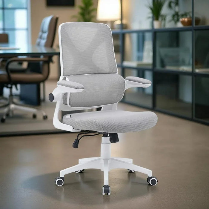 Nevel Mid-Back Office Chair-Grey/White-With 3-Year Warranty