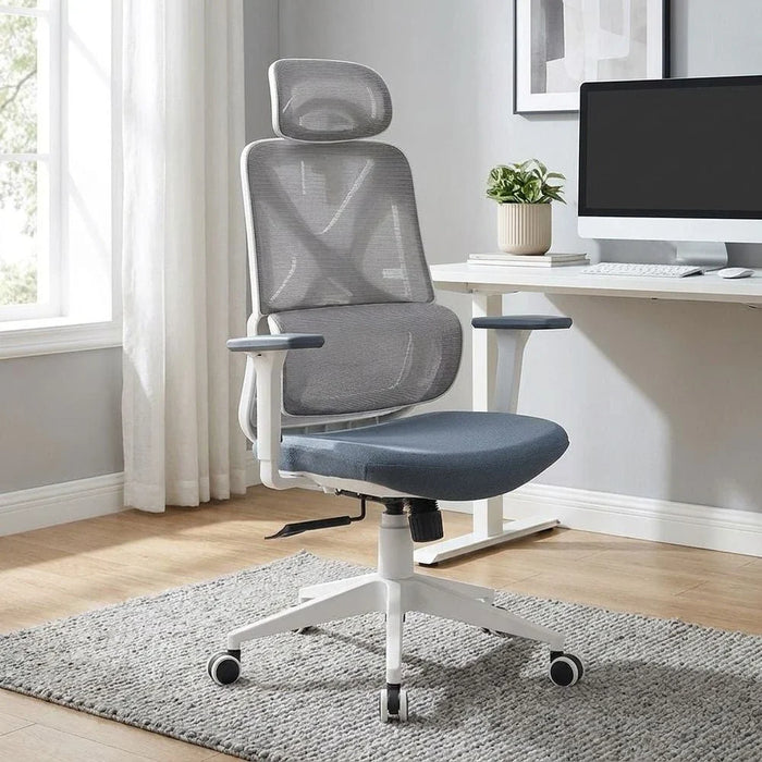 Norway High-Back Office Chair-Grey/White-With 3-Year Warranty