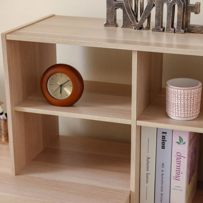 Estonia Study Desk with 1 Door & Drawer + Shelves - White/Oak - With 2-Year Warranty