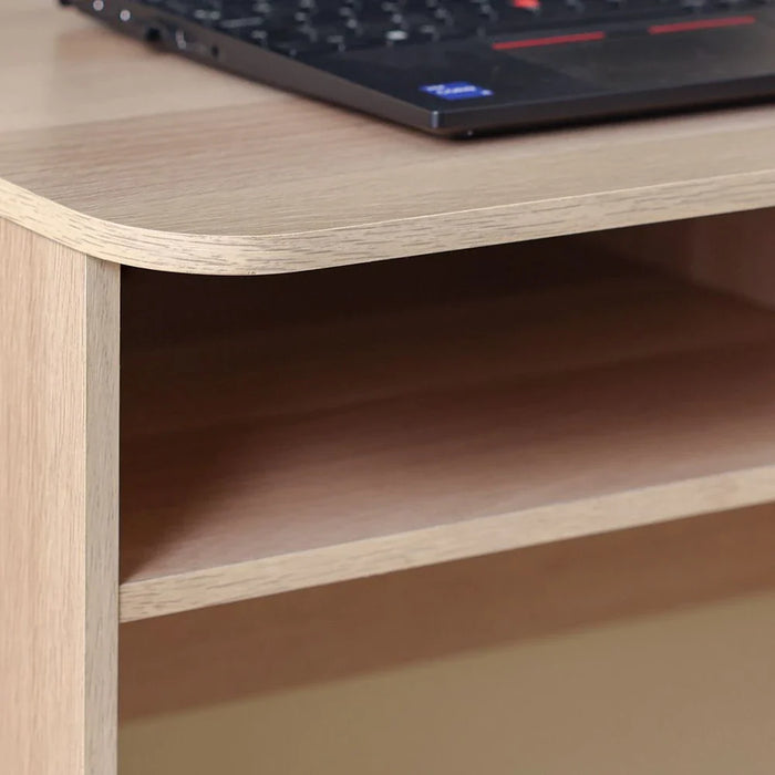 Estonia Study Desk with 1 Door & Drawer + Shelves - White/Oak - With 2-Year Warranty