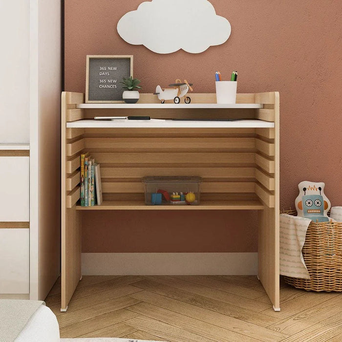 Guyana Study Desk with Adjustable Table Shelves-Oak-With 2-Year Warranty