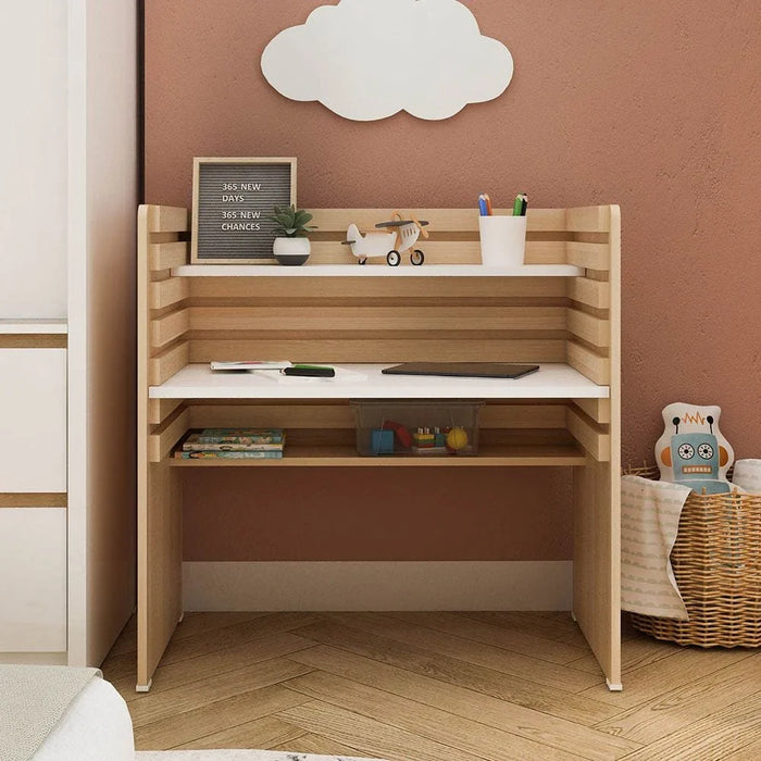 Guyana Study Desk with Adjustable Table Shelves-Oak-With 2-Year Warranty
