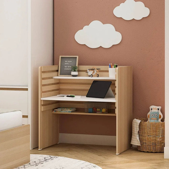 Guyana Study Desk with Adjustable Table Shelves-Oak-With 2-Year Warranty
