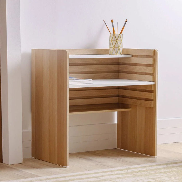 Guyana Study Desk with Adjustable Table Shelves-Oak-With 2-Year Warranty