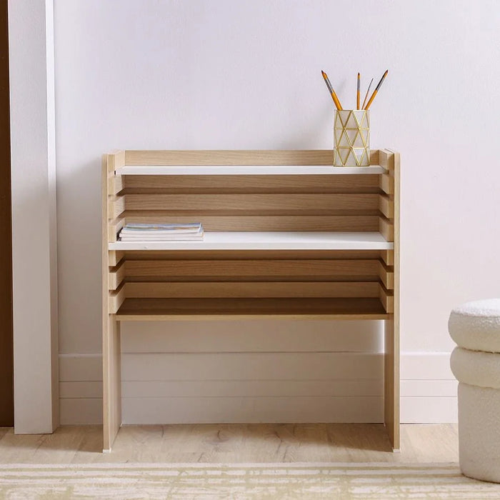 Guyana Study Desk with Adjustable Table Shelves-Oak-With 2-Year Warranty