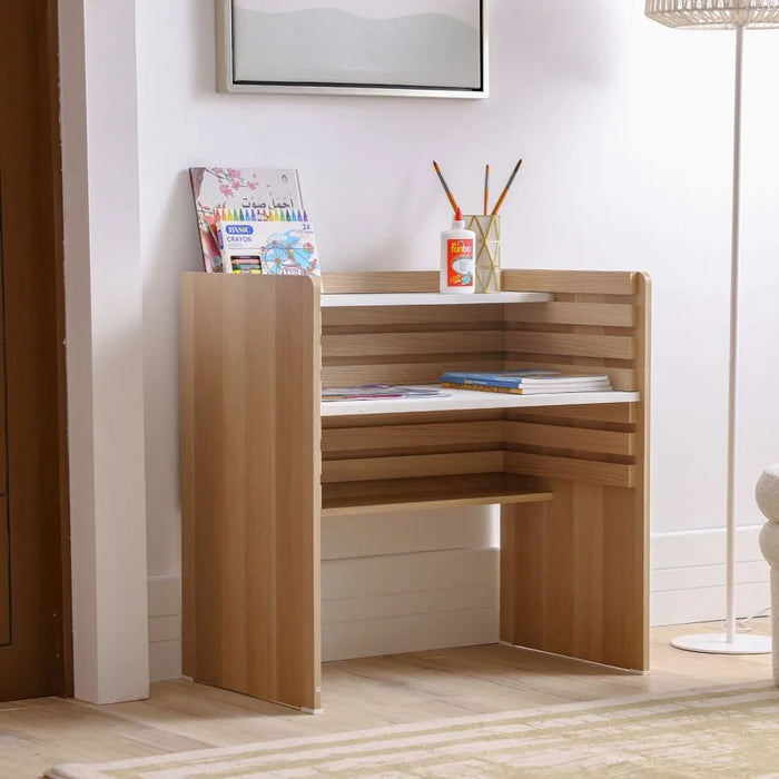 Guyana Study Desk with Adjustable Table Shelves-Oak-With 2-Year Warranty