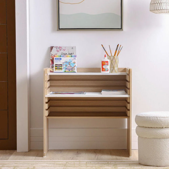 Guyana Study Desk with Adjustable Table Shelves-Oak-With 2-Year Warranty