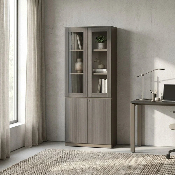 Eupen 4-Door Book Case-Grey-With 5-Year Warranty