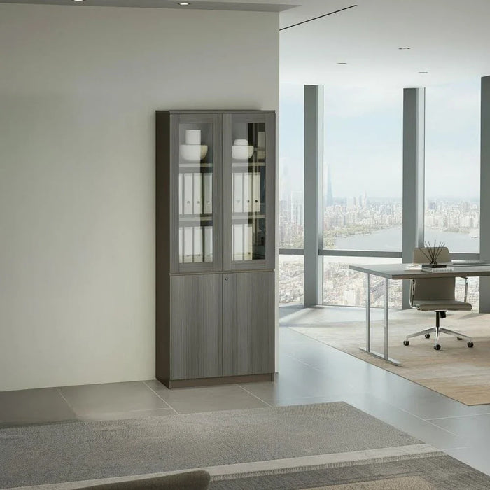 Eupen 4-Door Book Case-Grey-With 5-Year Warranty