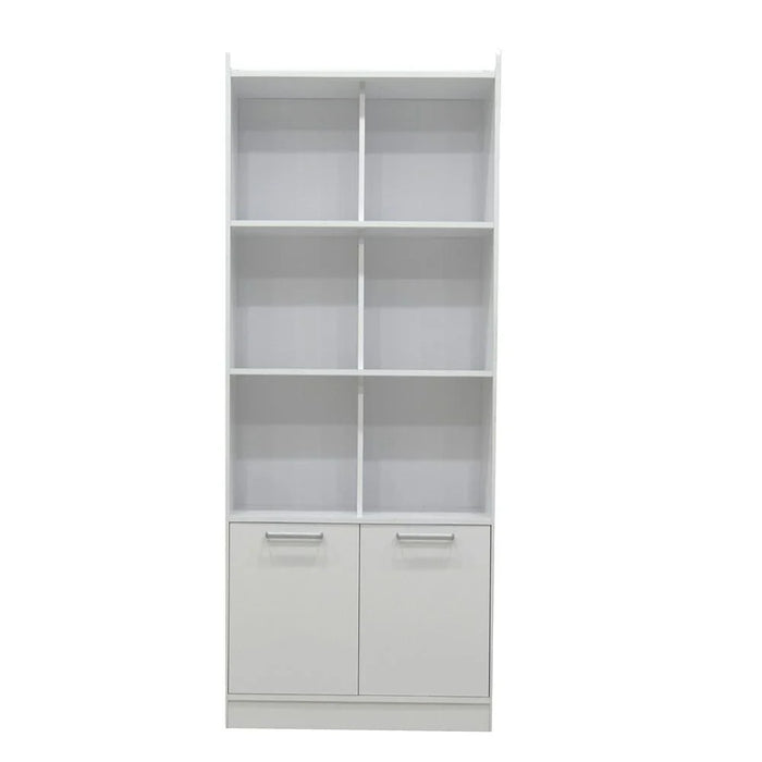 Supreme 2-Door Bookcase with Open Shelves - White - With 2-Year Warranty