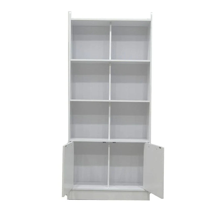 Supreme 2-Door Bookcase with Open Shelves - White - With 2-Year Warranty