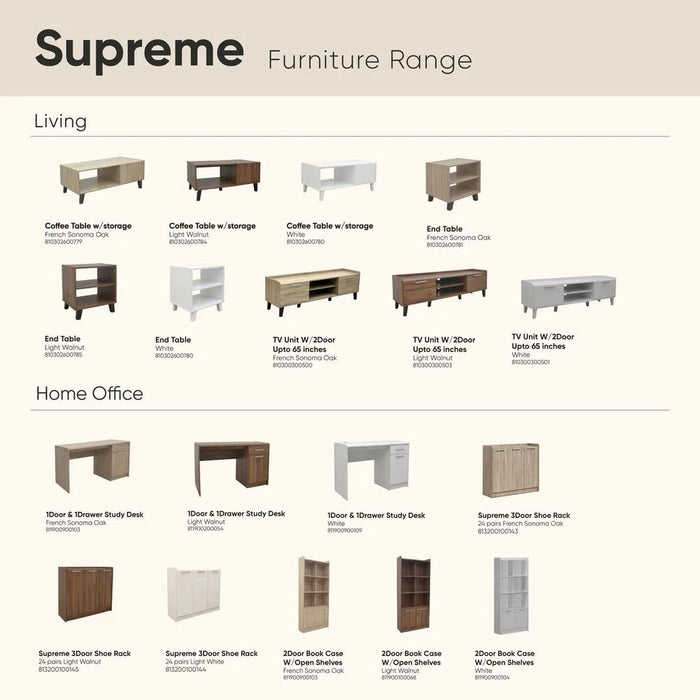 Supreme 2-Door Bookcase with Open Shelves - White - With 2-Year Warranty