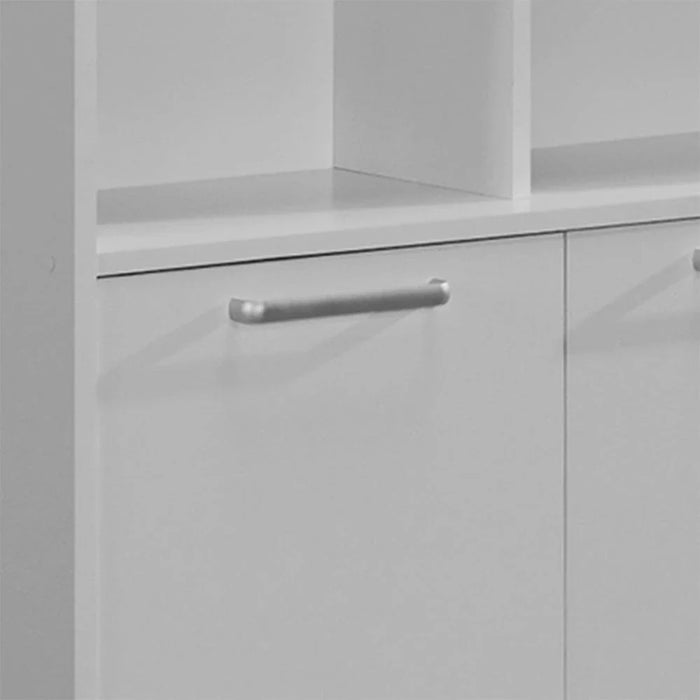 Supreme 2-Door Bookcase with Open Shelves - White - With 2-Year Warranty