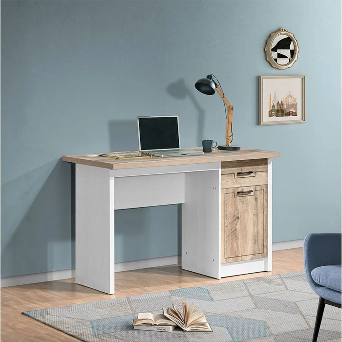 Swann 1-Door & 1-Drawer Study Desk - Summer Oak/Pearl White - With 2-Year Warranty