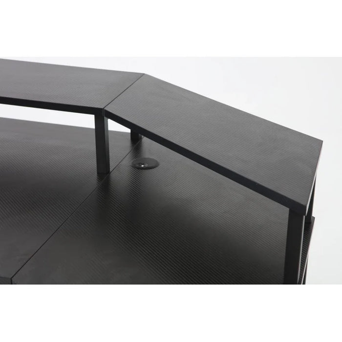 Bremen Gaming Desk With  Open Shelves -Black