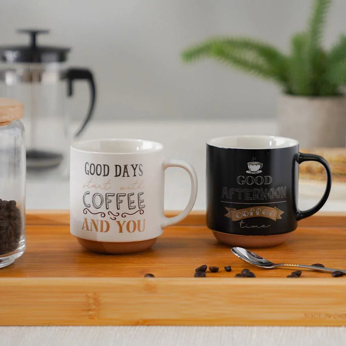 Danube Essential 2-Piece New Bone China Mug Set Black 410ml