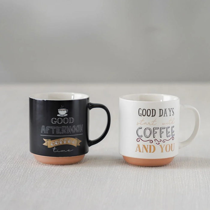 Danube Essential 2-Piece New Bone China Mug Set Black 410ml