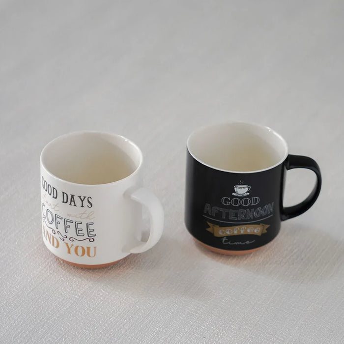Danube Essential 2-Piece New Bone China Mug Set Black 410ml